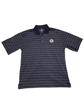 Putterboy Performance Polo Shirt Navy White Striped Pinehurst #2 Embroidered M